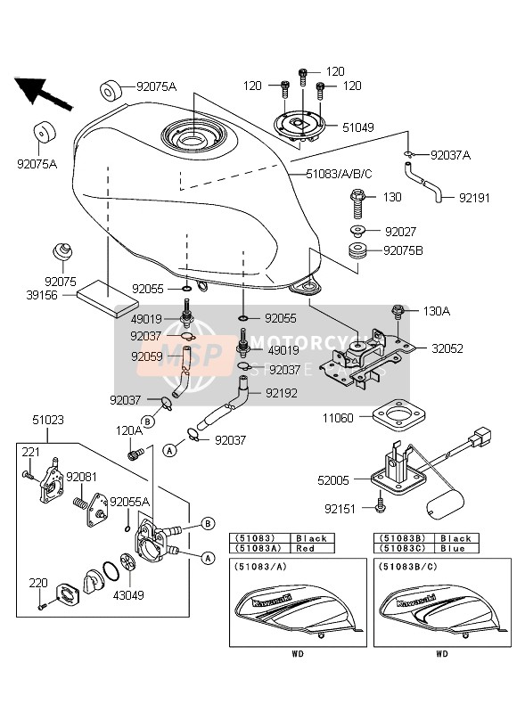 510835389235, Benzintank,Kpl,C.T.Blue, Kawasaki, 0