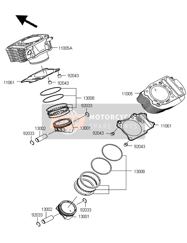 Kawasaki VN900 CLASSIC 2011 Cylinder & Piston for a 2011 Kawasaki VN900 CLASSIC