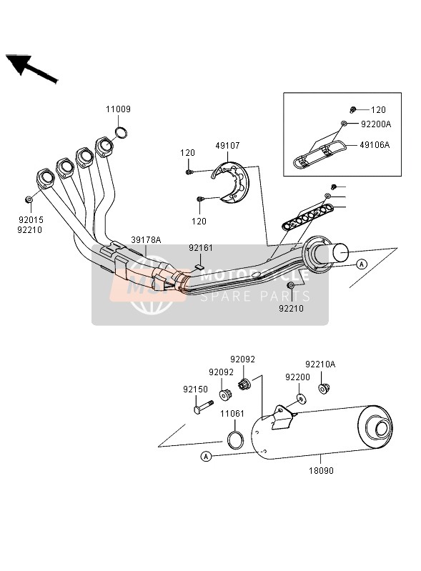 Kawasaki NINJA ZX-12R 2002 Muffler for a 2002 Kawasaki NINJA ZX-12R