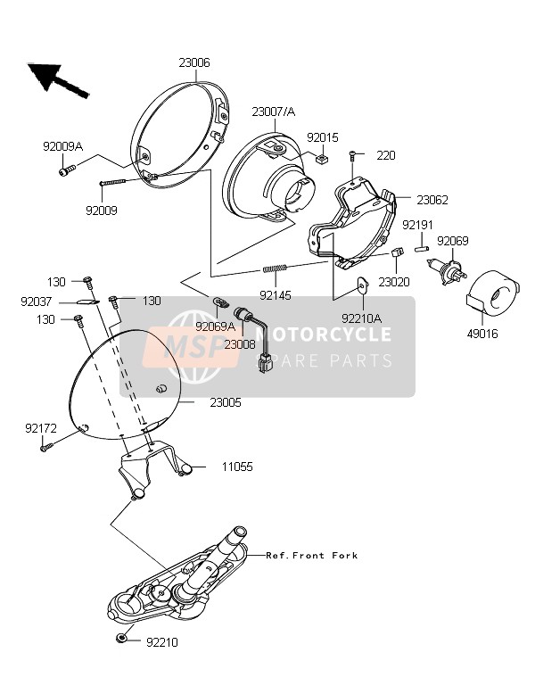 230050304, BODY-COMP-HEAD Lamp, Kawasaki, 0