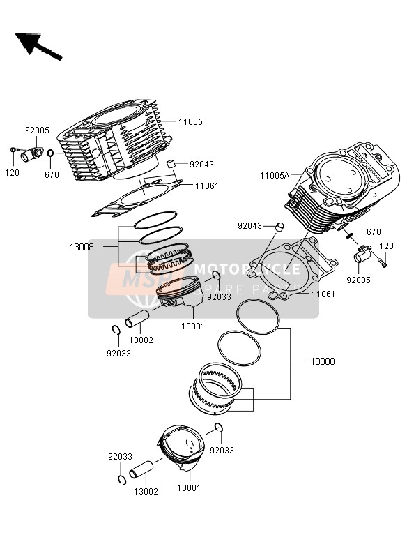 Kawasaki VN1700 VOYAGER ABS 2011 Cylinder & Piston(S) for a 2011 Kawasaki VN1700 VOYAGER ABS