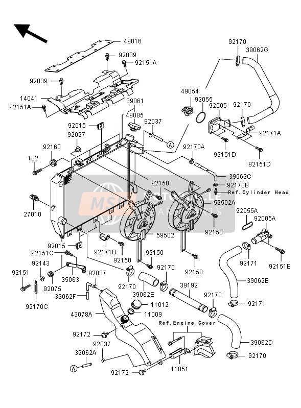 390621794, HOSE-COOLING,Radiator, Kawasaki, 1