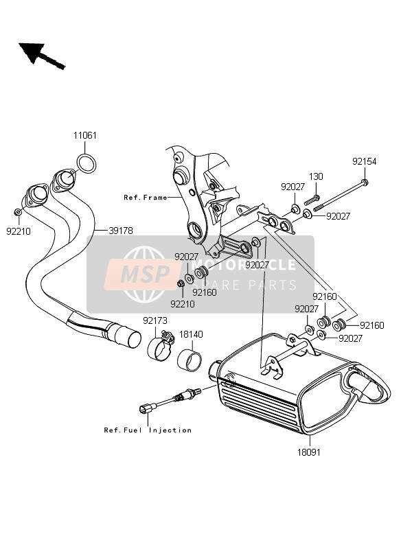 Kawasaki ER-6F ABS 2010 Muffler for a 2010 Kawasaki ER-6F ABS