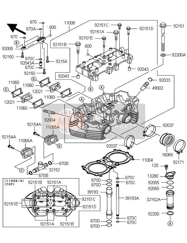 Kawasaki W800 2011 Cylinder Head for a 2011 Kawasaki W800