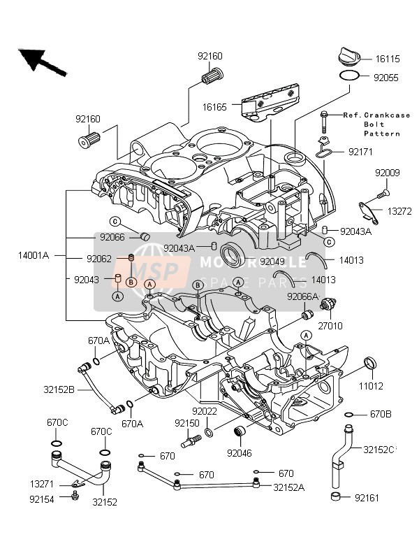 Kawasaki W800 2011 Crankcase for a 2011 Kawasaki W800