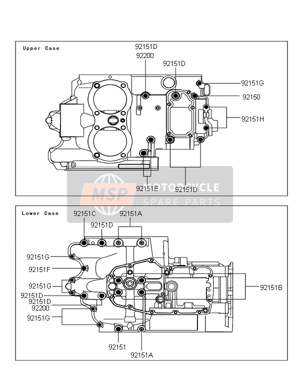 Kawasaki W800 2011 Crankcase Bolt Pattern for a 2011 Kawasaki W800