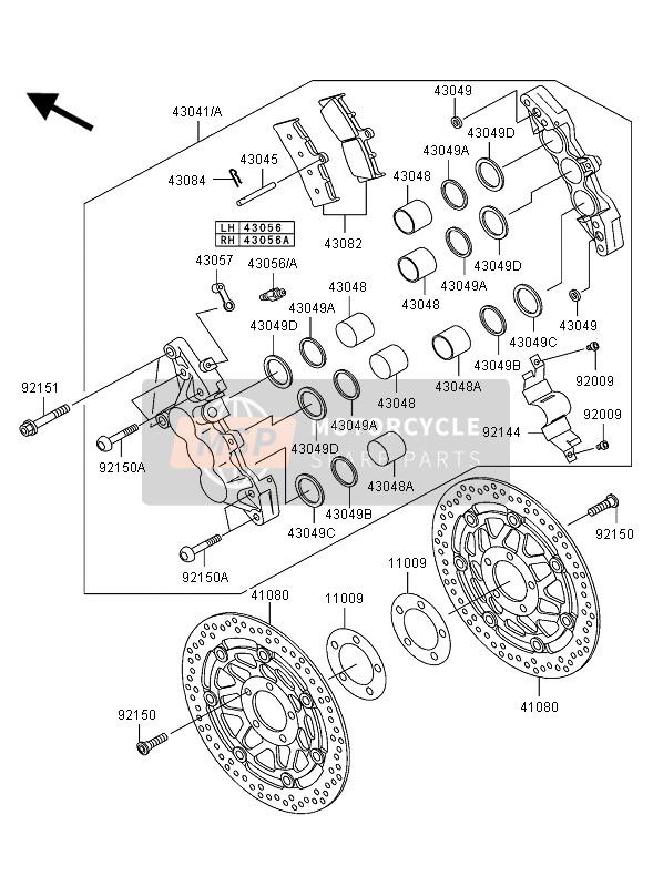 4304118578Q, CALIPER-ASSY,Fr,Lh,Gold, Kawasaki, 0