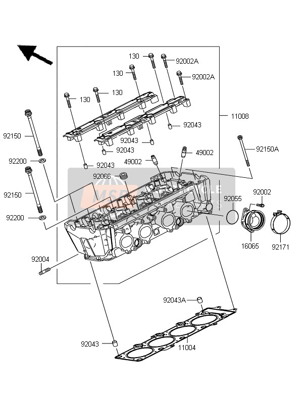 Kawasaki Z750 ABS 2011 Cylinder Head for a 2011 Kawasaki Z750 ABS