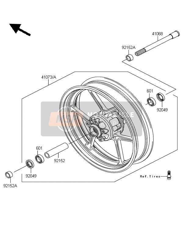 Kawasaki Z750 ABS 2011 VORDERRADNABE für ein 2011 Kawasaki Z750 ABS