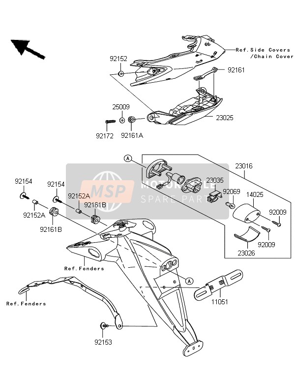 Kawasaki Z750 ABS 2011 Fanale Posteriore per un 2011 Kawasaki Z750 ABS