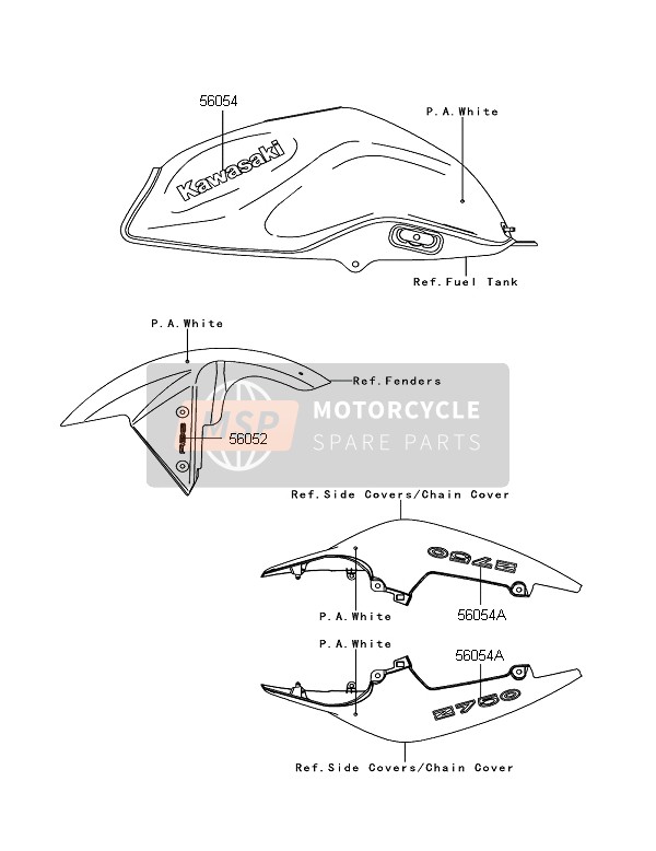 Kawasaki Z750 ABS 2011 Decals (P.A.White) for a 2011 Kawasaki Z750 ABS