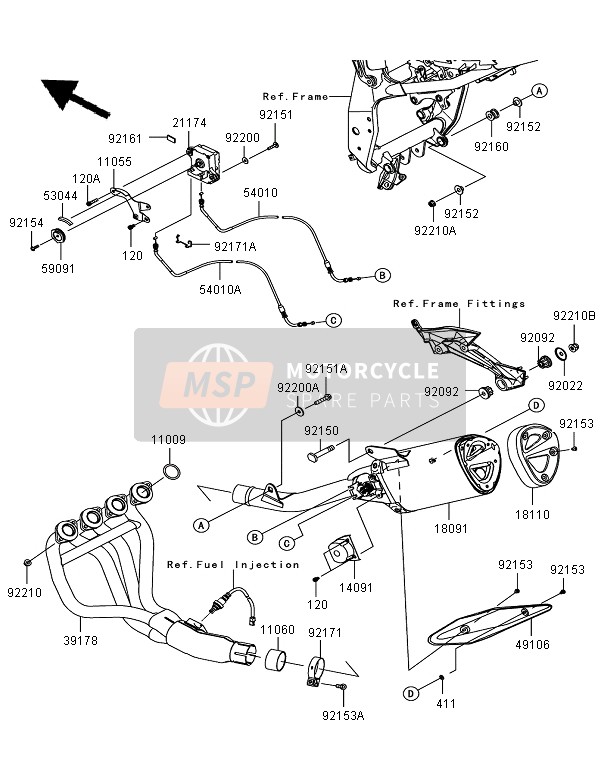 Kawasaki Z750R ABS 2011 Silenziatore per un 2011 Kawasaki Z750R ABS