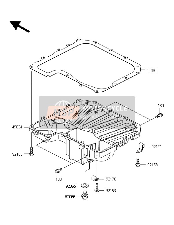 Kawasaki Z750R ABS 2011 Oil Pan for a 2011 Kawasaki Z750R ABS