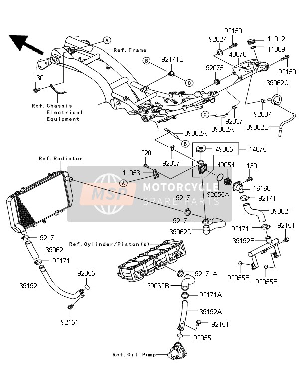 Kawasaki Z750R ABS 2011 Water Pipe for a 2011 Kawasaki Z750R ABS