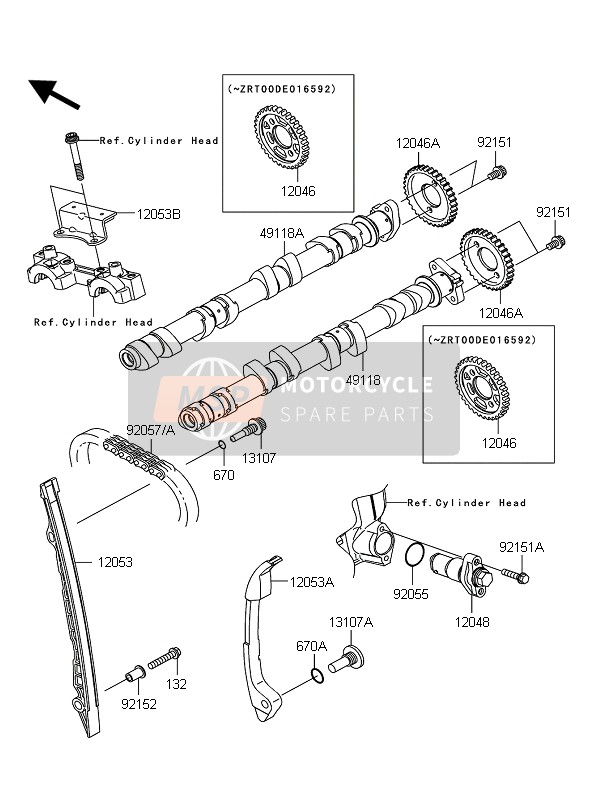 Kawasaki Z1000 2011 NOCKENWELLE & SPANNER für ein 2011 Kawasaki Z1000