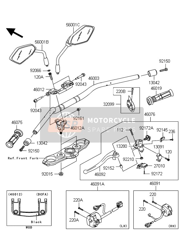 Kawasaki Z1000 2011 LENKER für ein 2011 Kawasaki Z1000