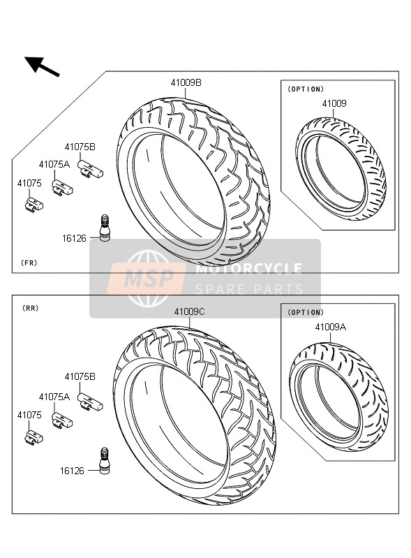 Kawasaki Z1000 ABS 2011 Tyres for a 2011 Kawasaki Z1000 ABS