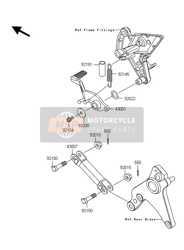 Kawasaki Z1000 ABS 2011 Brake Pedal for a 2011 Kawasaki Z1000 ABS