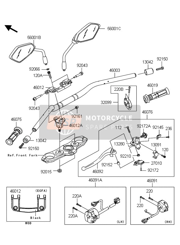 Kawasaki Z1000 ABS 2011 LENKER für ein 2011 Kawasaki Z1000 ABS