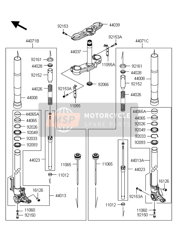 Kawasaki Z1000 ABS 2011 Front Fork for a 2011 Kawasaki Z1000 ABS