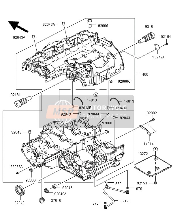 Kawasaki Z1000SX 2011 Crankcase for a 2011 Kawasaki Z1000SX