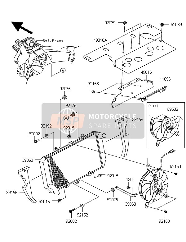 Kawasaki Z1000SX 2011 Radiator for a 2011 Kawasaki Z1000SX