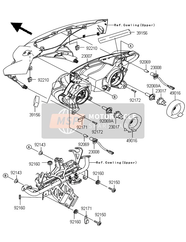 Kawasaki Z1000SX 2011 SCHEINWERFER für ein 2011 Kawasaki Z1000SX