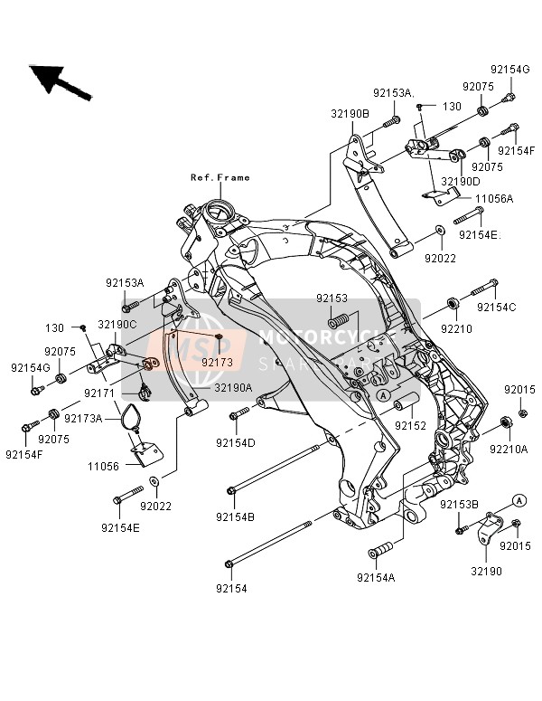 Kawasaki Z1000SX ABS 2011 Montaje del motor para un 2011 Kawasaki Z1000SX ABS