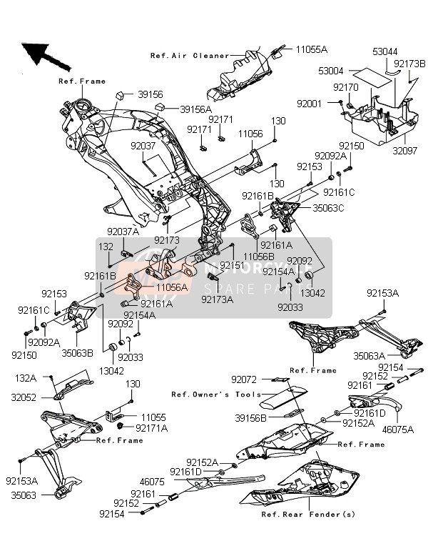 Kawasaki Z1000SX ABS 2011 Frame Fittings for a 2011 Kawasaki Z1000SX ABS