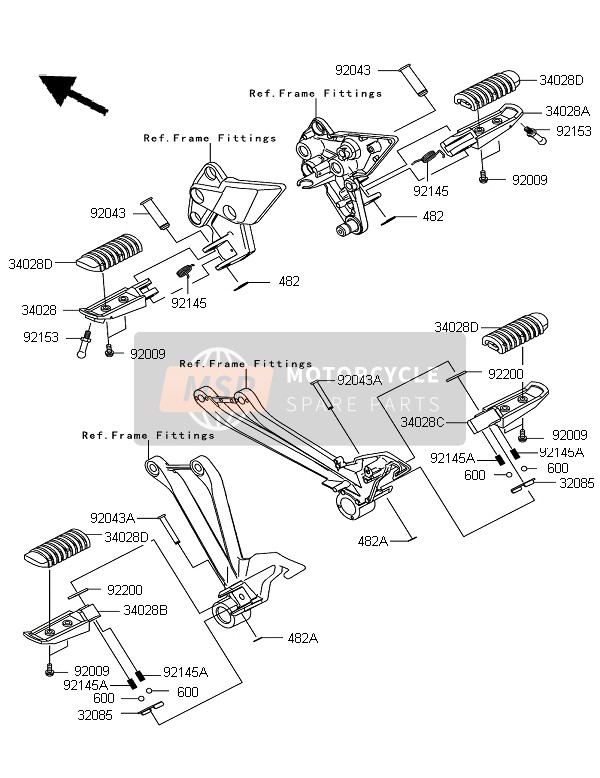 Kawasaki Z1000SX ABS 2011 Footrests for a 2011 Kawasaki Z1000SX ABS