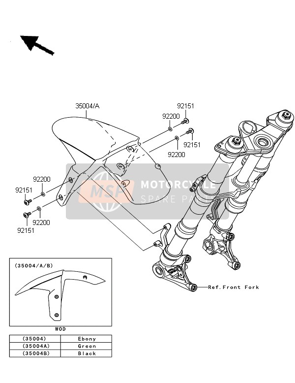 Kawasaki Z1000SX ABS 2011 Garde-boue avant pour un 2011 Kawasaki Z1000SX ABS