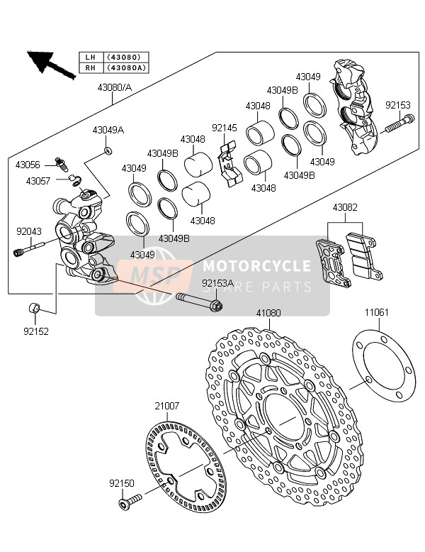 Kawasaki Z1000SX ABS 2011 Front Brake for a 2011 Kawasaki Z1000SX ABS