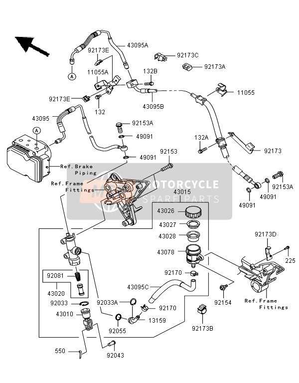 Kawasaki Z1000SX ABS 2011 Rear Master Cylinder for a 2011 Kawasaki Z1000SX ABS