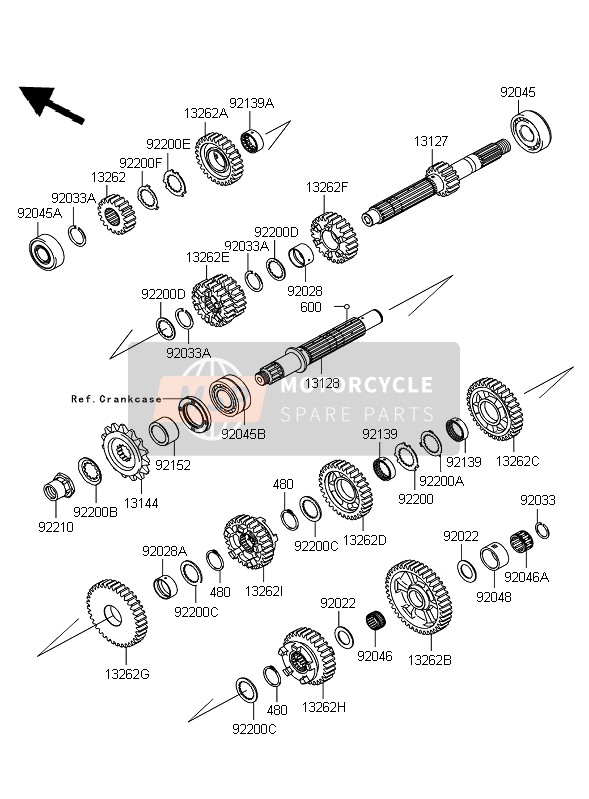 131280043, SHAFT-TRANSMISSION Outpu ZX140, Kawasaki, 0