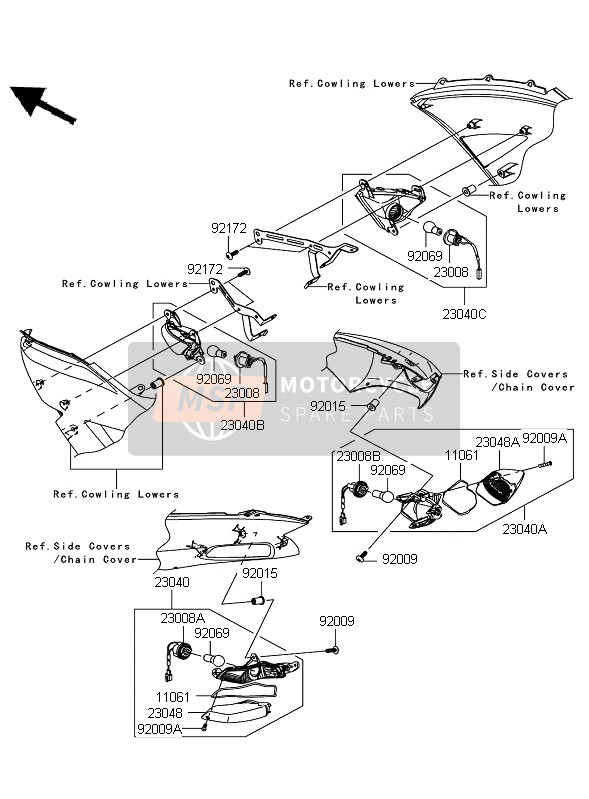 Kawasaki ZZR1400 ABS 2011 Clignotants pour un 2011 Kawasaki ZZR1400 ABS