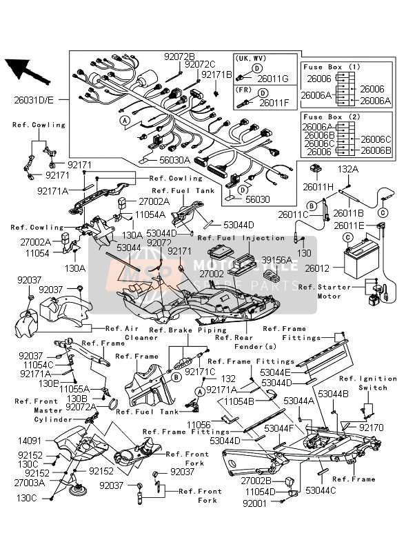 Kawasaki ZZR1400 ABS 2011 Chassis Electrical Equipment for a 2011 Kawasaki ZZR1400 ABS