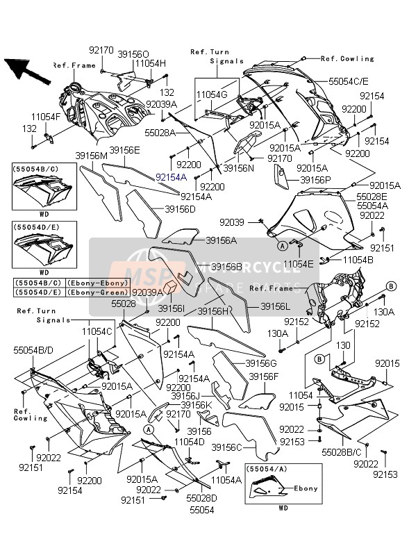 55028044117P, Cowling,Lwr,Rh,C.L.Green ZX140, Kawasaki, 0