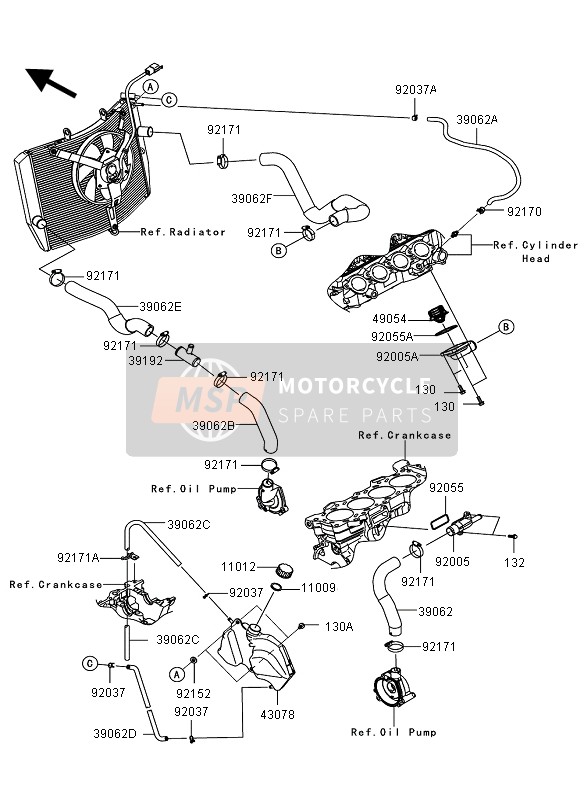 Kawasaki NINJA ZX-6R 2011 WASSERROHRLEITUNG für ein 2011 Kawasaki NINJA ZX-6R