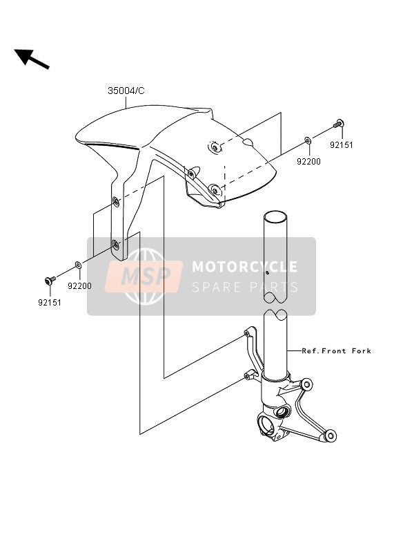 350040118H8, FENDER-FRONT,Ebony, Kawasaki, 1