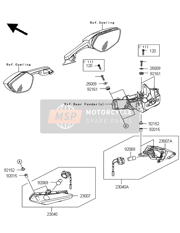 Kawasaki NINJA ZX-10R 2011 Turn Signals for a 2011 Kawasaki NINJA ZX-10R