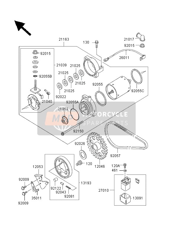 Kawasaki ER500 2003 Motor de arranque para un 2003 Kawasaki ER500