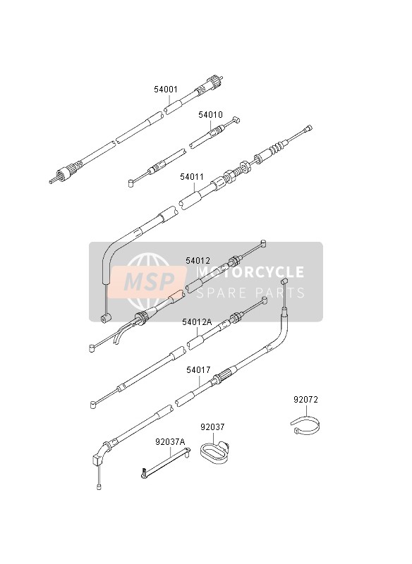 Kawasaki ER500 2003 Cables for a 2003 Kawasaki ER500