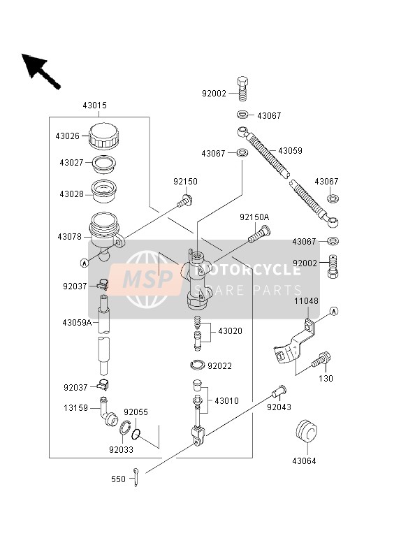 Kawasaki GPZ500S 2003 HAUPTZYLINDER HINTEN 2 für ein 2003 Kawasaki GPZ500S