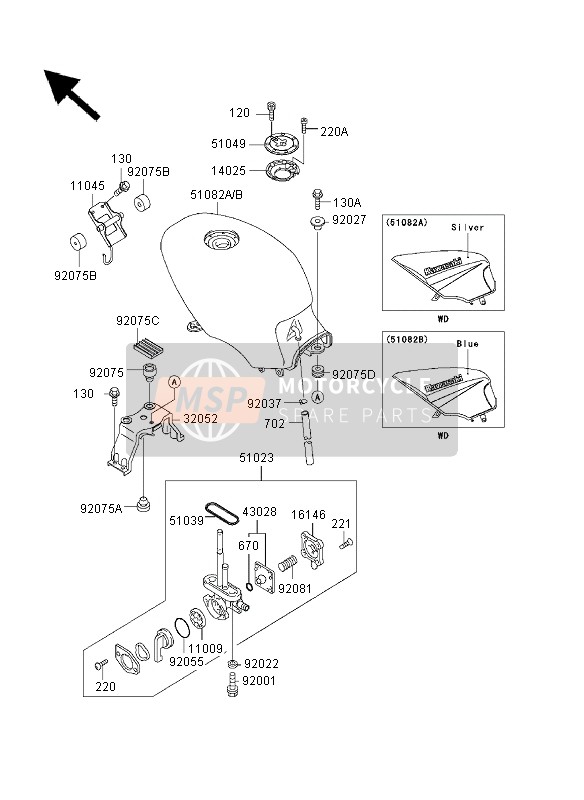 Kawasaki GPZ500S 2003 Fuel Tank for a 2003 Kawasaki GPZ500S