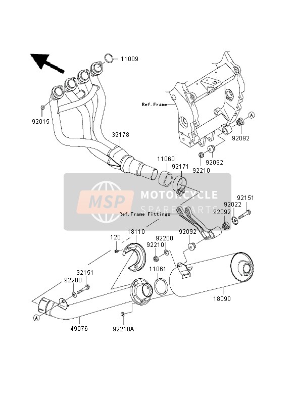 490761058, PIPE-ASSY-EXHAUST, Kawasaki, 0