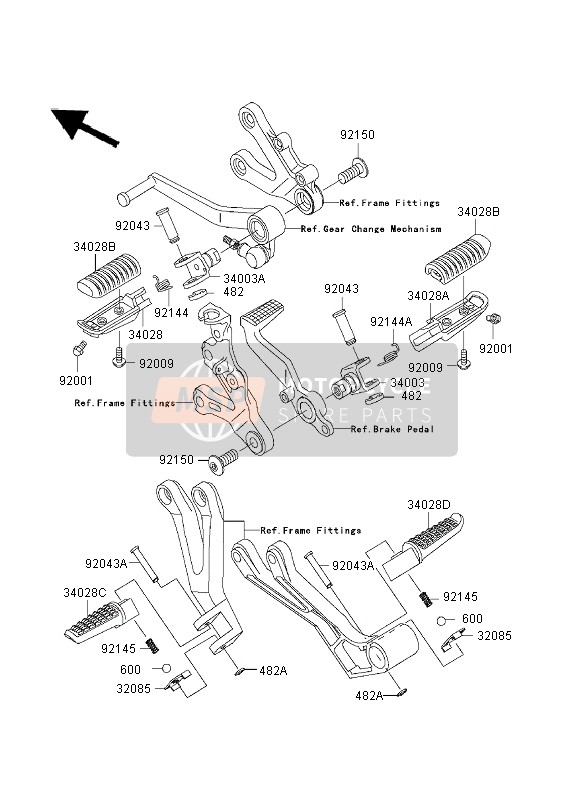 Kawasaki NINJA ZX-9R 2003 Footrests for a 2003 Kawasaki NINJA ZX-9R