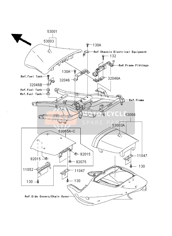 530661059MA, SEAT-ASSY,Rr,W/band,Black, Kawasaki, 2