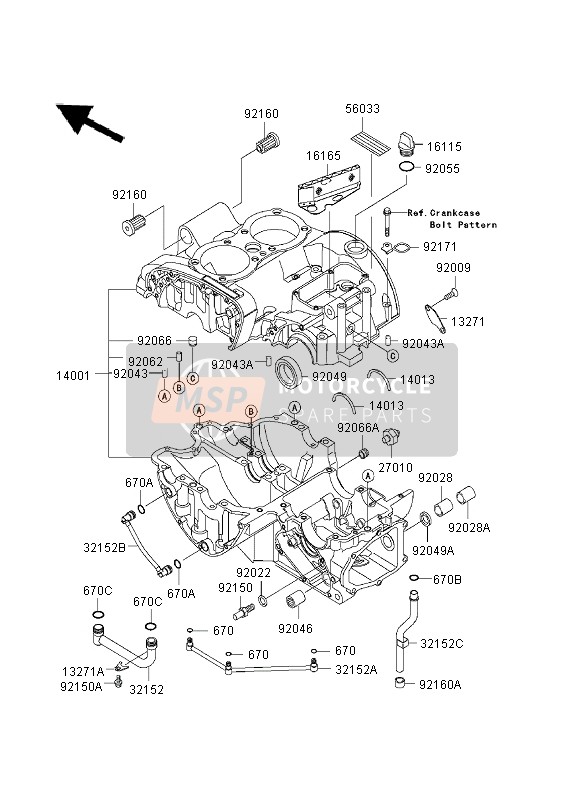 Kawasaki W650 2003 Caja Del Cigüeñal para un 2003 Kawasaki W650