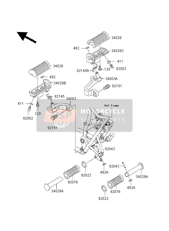 Kawasaki W650 2003 Reposapiés para un 2003 Kawasaki W650