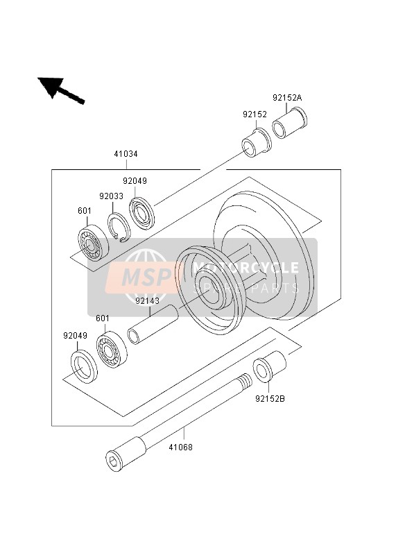 Kawasaki W650 2003 Mozzo anteriore per un 2003 Kawasaki W650